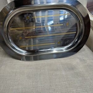Vintage Silver and Gold Floral Tray